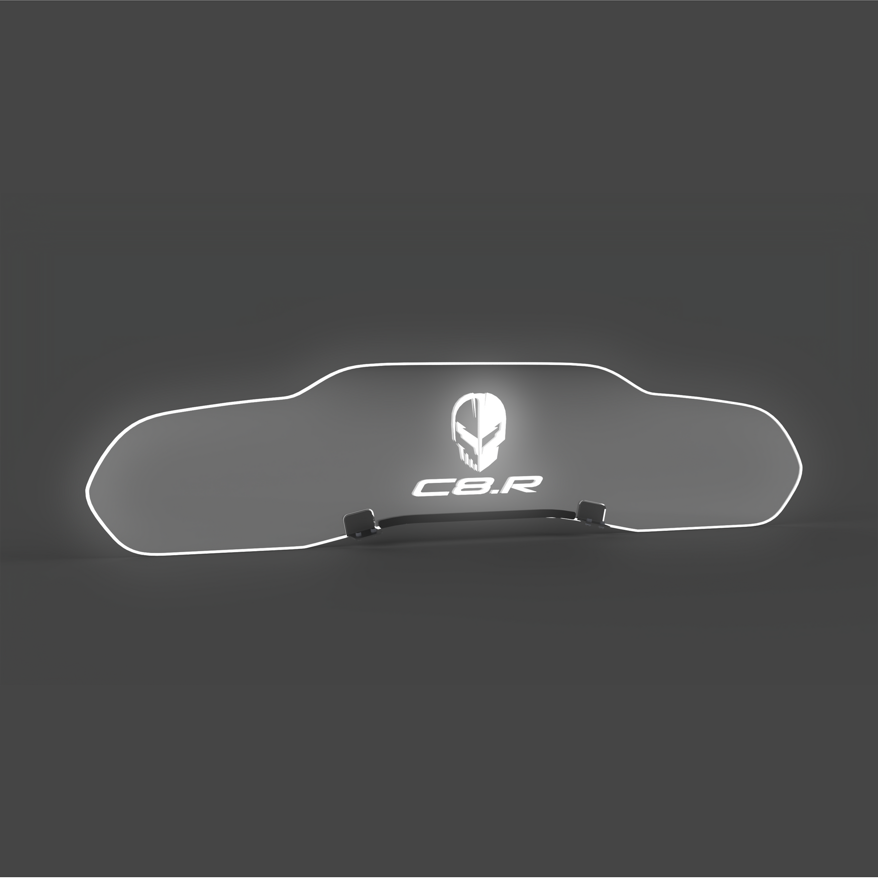 EOS WindRestrictor® C8 Coupe Rear Add On Glow Plate - Jak Skull + C8.R, White